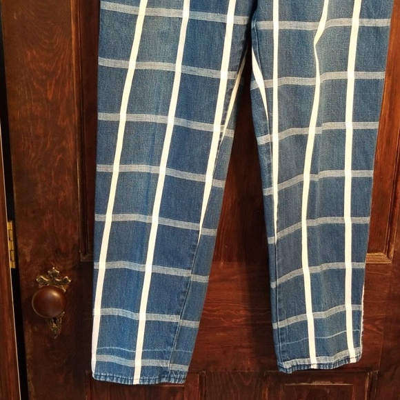 VINTAGE 70s PLAID HIGH WAISTED,NARROW ANKLE JEANS! - Picture 3 of 7